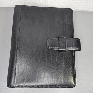 Day-Timer Black Leather Planner Binder With Strap Closure